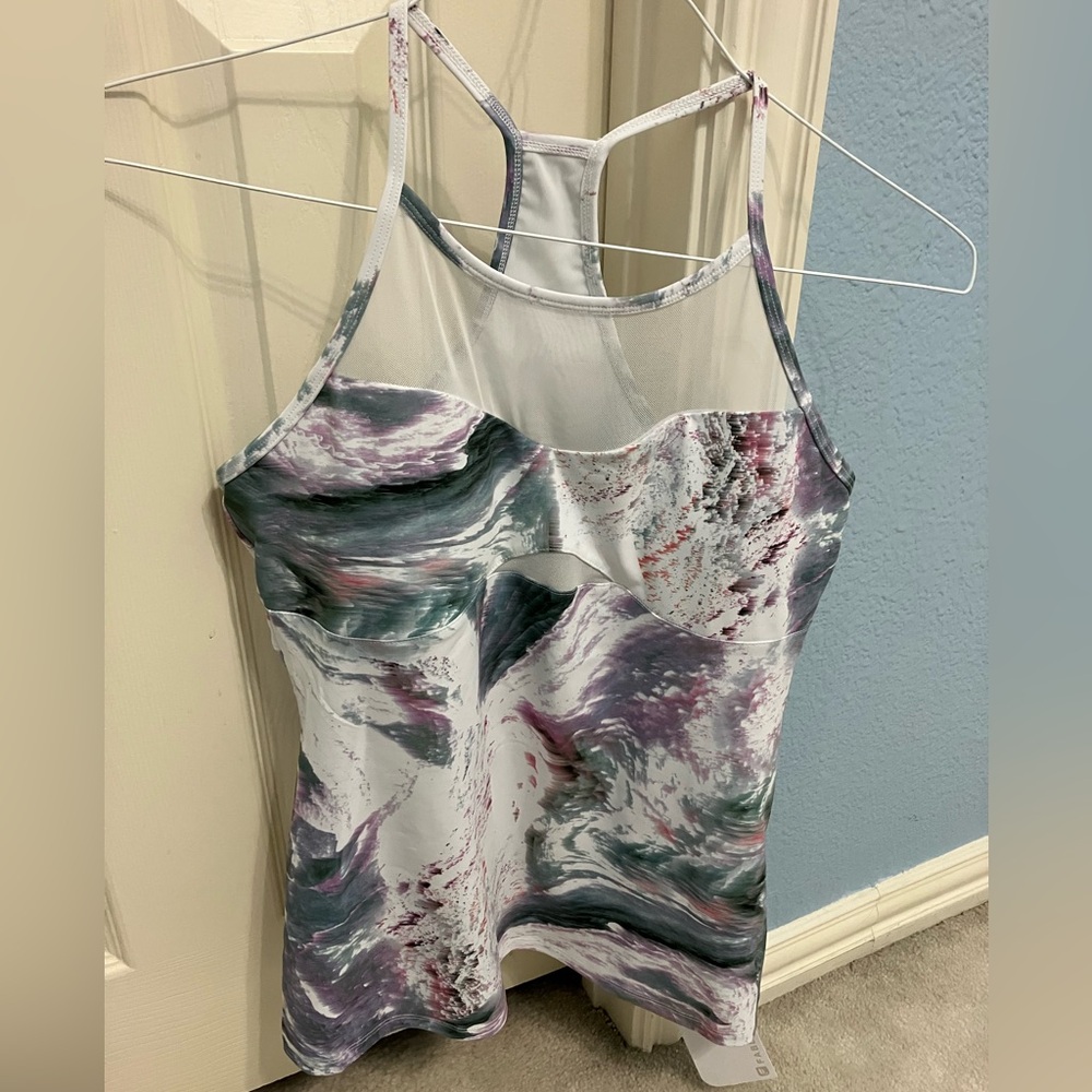 Fabletics Purple and Green Abstract Daphne Performance Tank Top